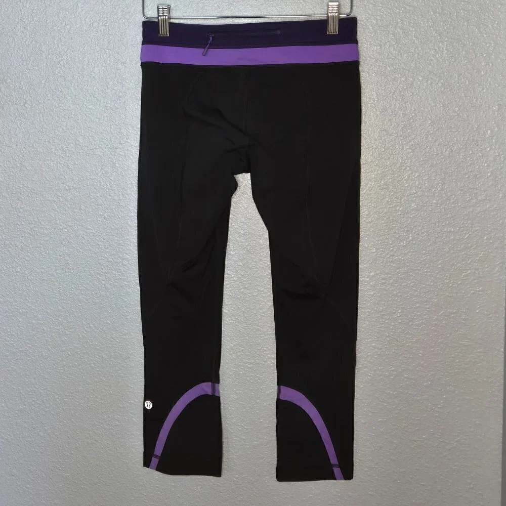 Lululemon Run: Inspire Crop II - 6 Persian Purple / Heathered Dark Black / Black